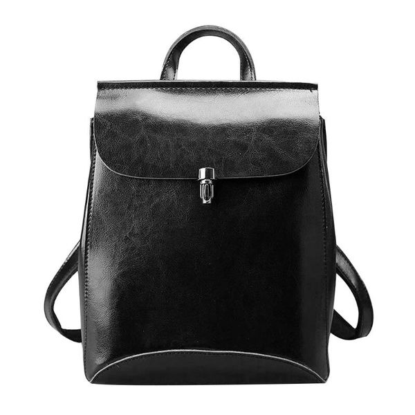 

fashion ladies shoulder leather multi-layer backpack women's shoulder bag black simple wild shopping travel crossbody bag