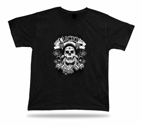 

tshirt tee shirt birthday gift idea lucky skull casino gamble dice cards rose, White;black