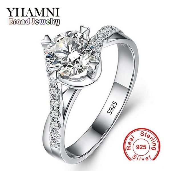 

yhamni new design fashion jewelry luxury women engagement ring 925 sterling silver 5a diamond wedding crown rings jr071, Slivery;golden