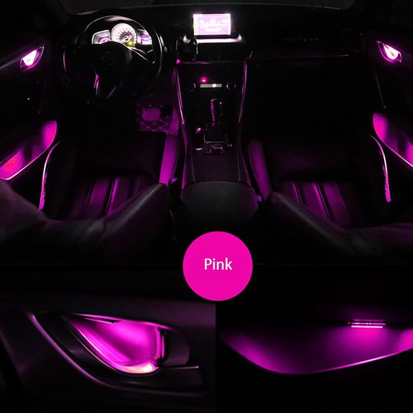 

jurus 2018 universal 4pcs decoration inner door bowl ambient car door interior light armrest storage trough 6 color car styling