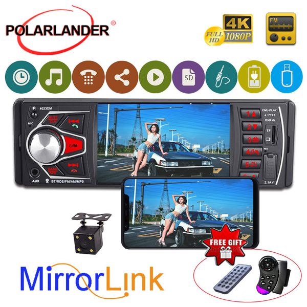 

4.1 inch autoradio fm tf usb sd audio car radio mp5 rds 1 din mirror link bluetooth 4.0 colorful lights radio cassette player