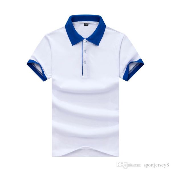 

comfortable beaded contrast lapels slim polo summer men white spelling blue sleeve t-shirt jh-016-025, Black
