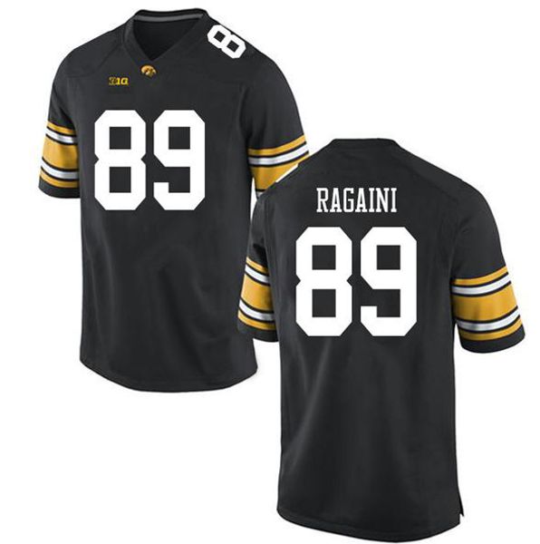 

men black white iowa hawkeyes nico ragaini #89 real full embroidery college jersey size s-4xl or custom any name or number jersey, Black;red
