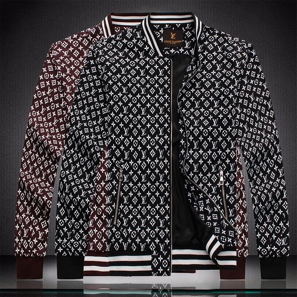 

верхняя атмосфера мужской куртки с капюшоном весной и осенью молния ветровки буквы, напечатанной для роскошного пальто с капюшоном водонепро, Black;brown