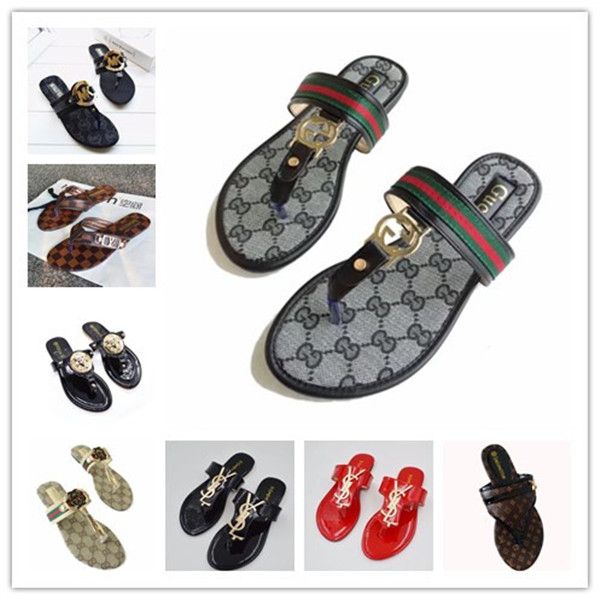 

more style slipper 2020 brand women thong slipper summer for women beach sandals luxury famous flip fllops no box, Black