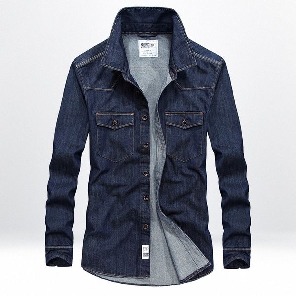 

spring autumn denim shirt men vintage casual korean clothes turn down collar long sleeve camisa masculina -4xl mens jeans shirt, White;black