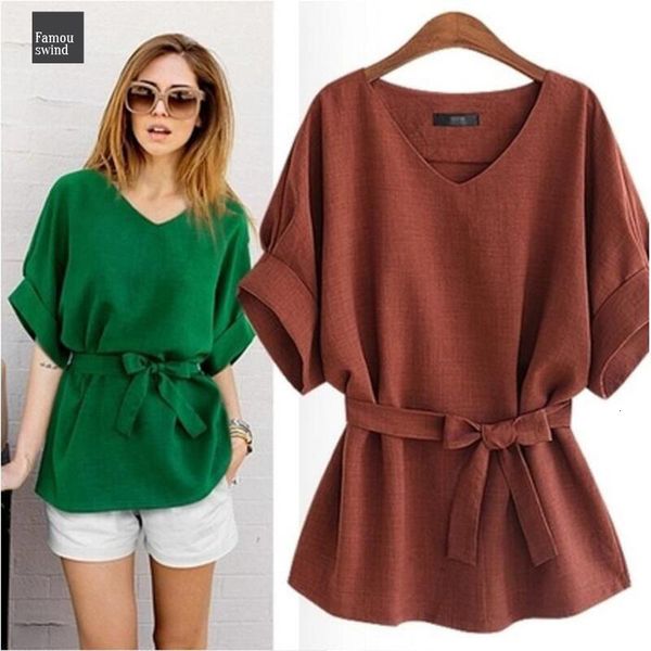 

женщины лето блузы белье туники v шеи большой лук топы сыпучие женская блузка женский топ tie плюс размер 4xl 5xl, White