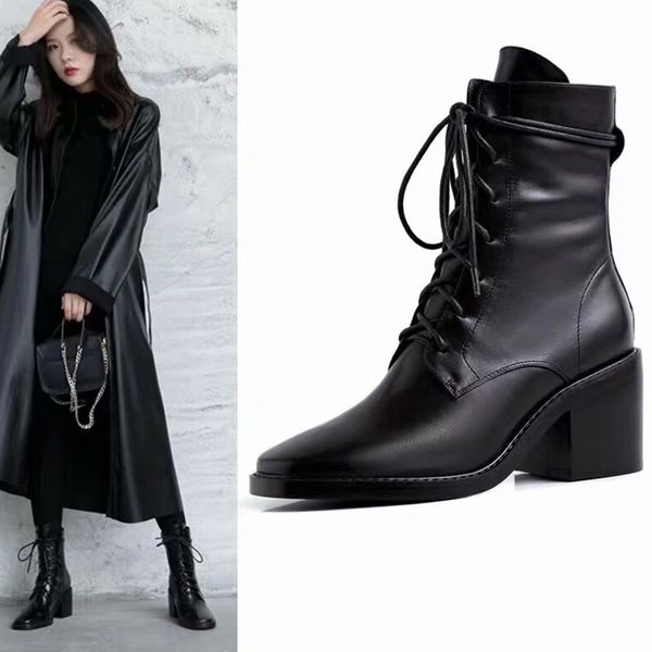 

martin boots female black handsome high-heeled fashion wild high heel boots women thick heel waterproof women booties