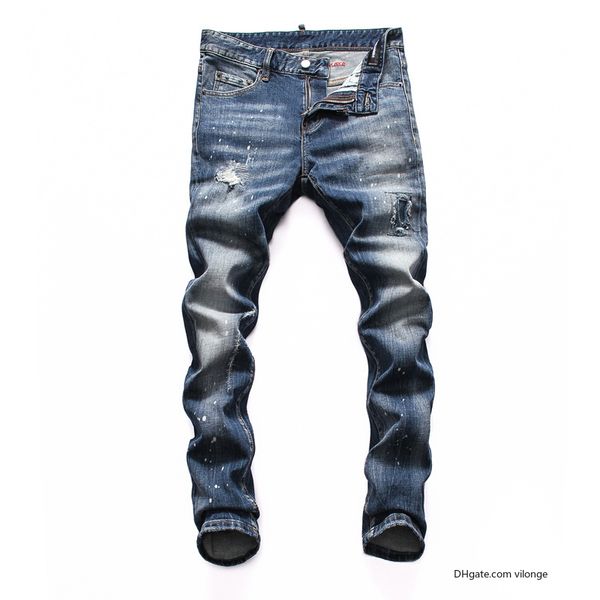 

dsquared2 dsq ds2 мужская роскошь дизайнер джинсы черные рваные байкер тощий мотоцикл dsn20 брюки вылейте hommes мужской s хип-хоп джинсовой, Blue