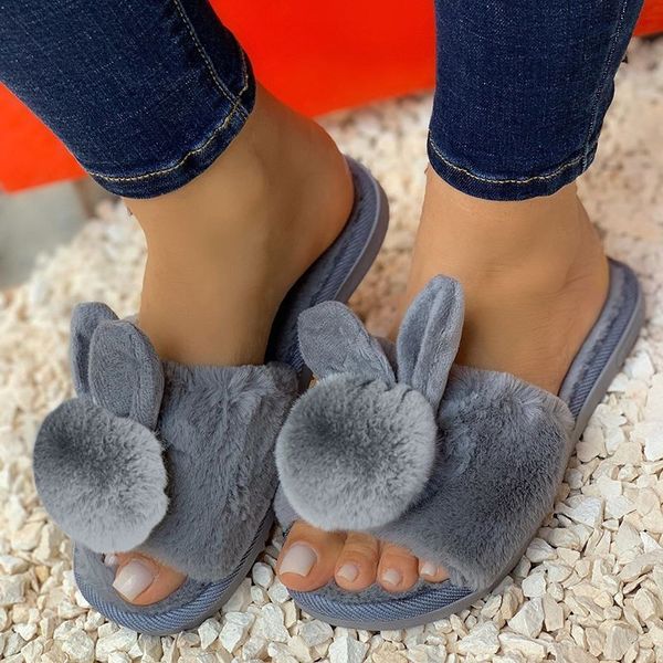 

women summer sandals flats shoes woman faux fur house indoor slippers slides open toe cute sandalias mujer sapato feminino d685, Black