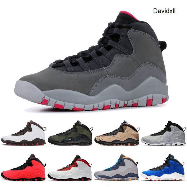 

new release 10 10s mens basketball shoes smoke grey tinker fusion red black cement i'm back chicago bobcats class of 2006 men shoes