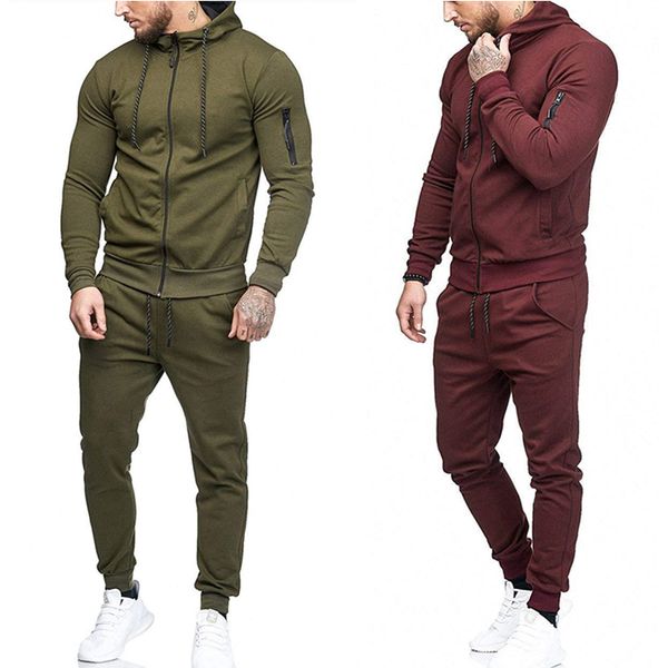 

2019 new men sports suit joggers suit hoodies jacket+pants sweatsuit two piece sets tracksuit sportswear man gym clothing -3xl, Gray