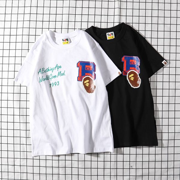 

bape brand new mens designer t shirt bapecasual short sleeves ape head men women tees size m-2xl, White;black