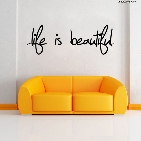 

diy aw9337 art life removable is vinyl beautiful quote wall sticker decal positive attitude decals home decoration