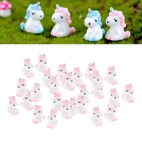 

30pc lovely miniature unicorn statues fairy garden dollhouse bonsai ornament