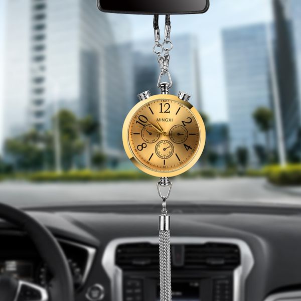 

car pendant charm alloy auto clock watch perfume refill storage automobile rearview mirror interior decoration hanging ornament