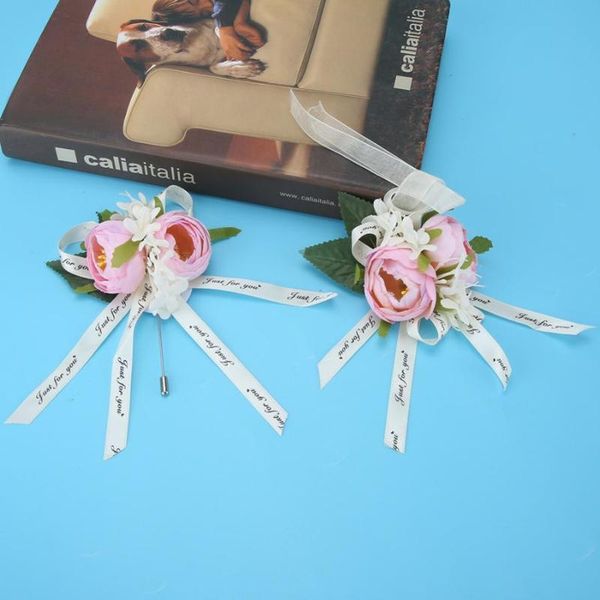 

2 pcs chest flower corsage bridesmaid wrist flower set wedding flowers accessories prom decoration