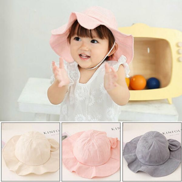 

childrens kids baby girl summer sun hat bucket hats wide brim floppy cap bonnet
