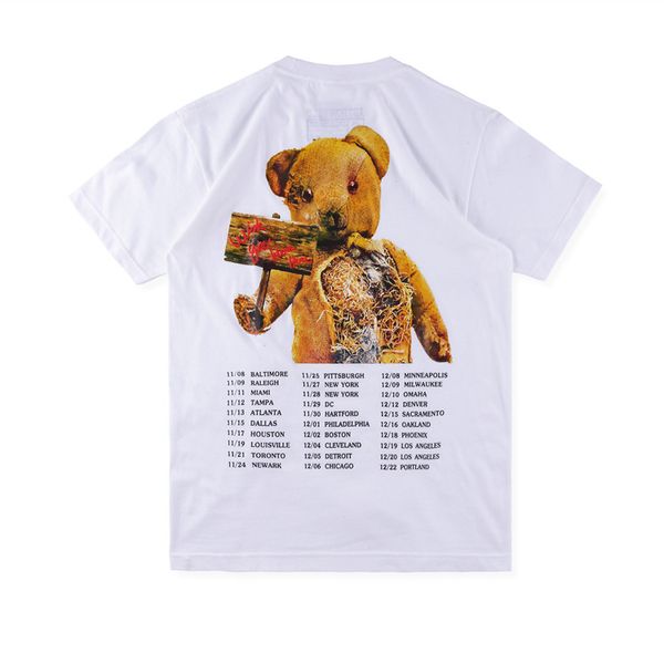 

mens designer t shirts high street travis scott astroworld bear tour smile earth bear fashion brand short sleeve t-shirt casual clothes s-xl, White;black