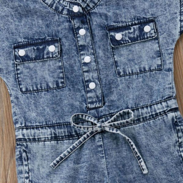 

focusnorm fashion toddler baby kids girl denim overall romper sleeveless solid jumpsuit outfits clothes, Blue