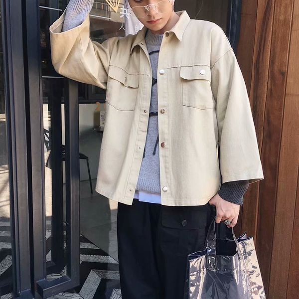 

men's jackets hong kong style 2021 literary male korean loose wild jacket autumn harajuku bf trendy handsome student teenagers, Black;brown