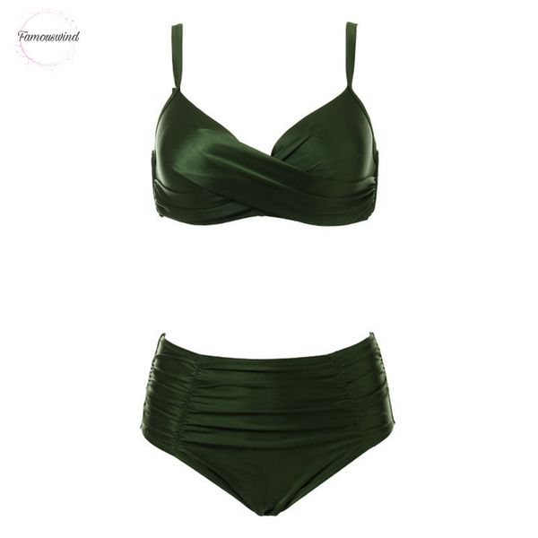 

high waist bikinis women swimwear summer solid color high set bikini fabric plus size swimwear bathing suit, White;black