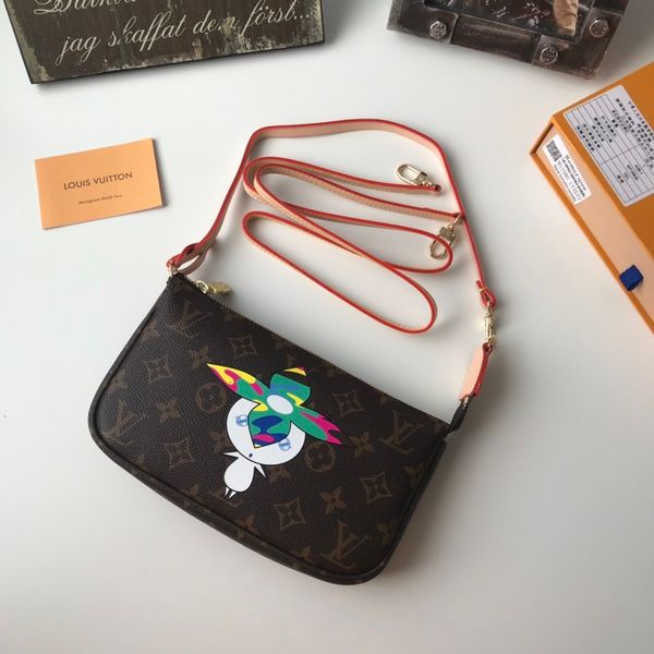 

small printed character shoulder bag women real leather totes shoulder bag for ladies 23.5*14*3.0cm