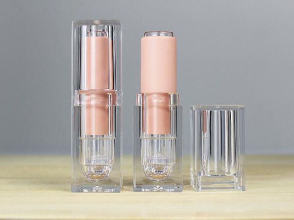 100 Stück transparente, quadratische Lippenstifthülsen, 12,1 mm, leer, nachfüllbar, selbstgemachte Lippenbalsam-Flaschen, Kosmetikbehälter