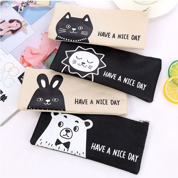 

pencil bag kawaii animal zipper cosmetic bags school office supplies canvas pencil case stationery gift for kids