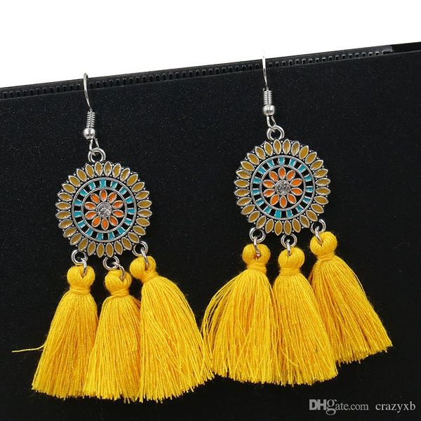 

2018 women's earring exaggerate big sun flower long tassel earrings for women jewelry female earring pendientes brincos, Silver