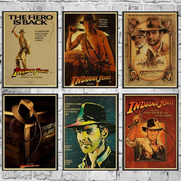 

vintage classic movie indiana jones poster good quality painting retro poster kraft paper for home bar wall decor/stickers