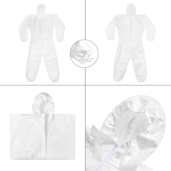 

One-Piece Protective Suit Anti-Bacteria Protection Clothing Disposable Front Opening Covered by Self-Adhesive Flap Elastic cuffs ankle