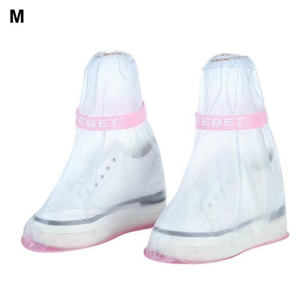 

waterproof non-slip children thicken outdoor pvc overshoes reusable rainboots shoe cover, White;pink