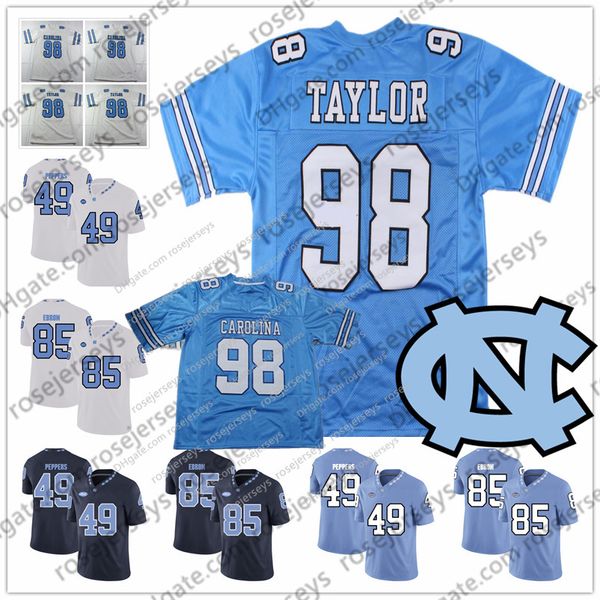 

unc north carolina tar heels #98 lawrence taylor 49 julius peppers 85 eric ebron 10 mitchell trubisky retired vintage football jersey 4xl, Black