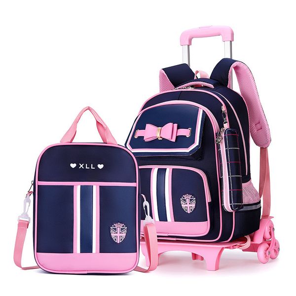 

2020 new waterproof removable children school bags with 2/6 wheels stairs kids trolley schoolbag book bags boys girls backpack