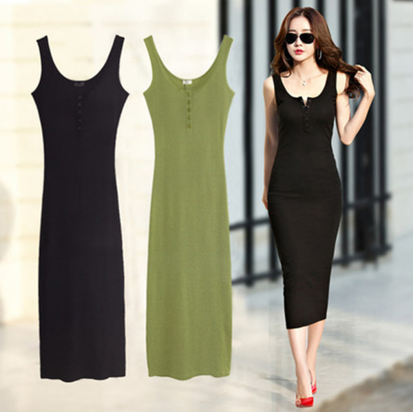 

2020 summer dress vest skirt wild stitching rib solid button skirt, Black;gray