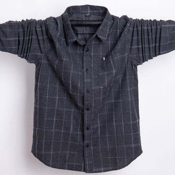 

plus size 7xl 6xl 5xl 4xl shirt men 2019 spring autumn new male social shirt long sleeve cotton plaid loose brand clothing, White;black