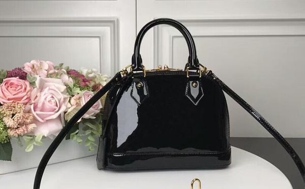 

vernis allma m44862 23.5cm momogran quality bb leather with handbags,come dust 5a bag,dhl sac shipping xxmpo, Red;black