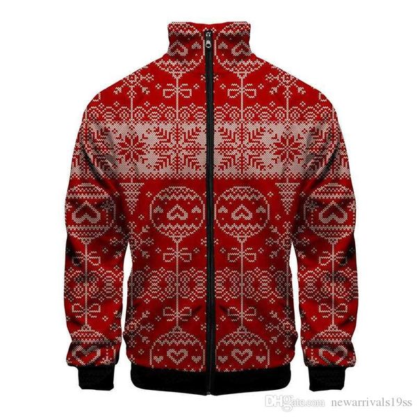 

christmas 3d printed jacket fashion mens plus size loose coat winter casual mens zipper cardigan outerwear, Black;brown