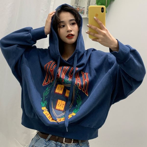 

с капюшоном тонкий женский 2020 осень короткий бф ленивый harajuku стиль все-матч top свитер свитер ины девичья смысле все-матчевую сверху, White