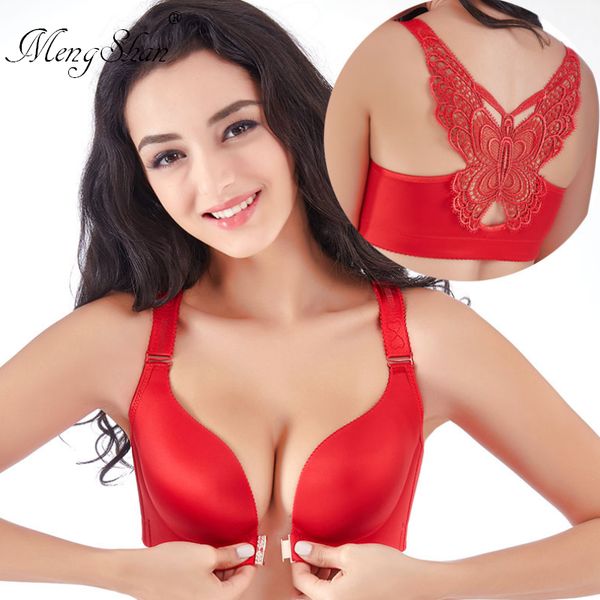 

front button bow anti sag butterfly beauty back fertilizer and cup to gather leopard grain big size push up bra modis bra, Red;black