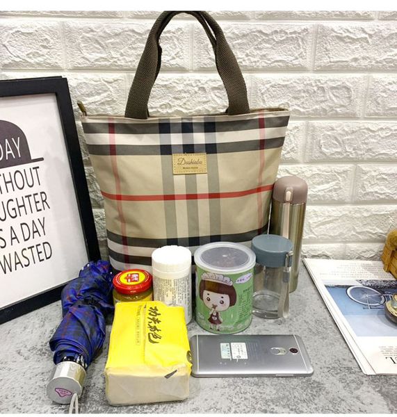 

womens designer handbag travel fashion plaid casual zipper waterproof lunch box handbag shopping cosmetic bag bbl brand trend bag, Blue;pink