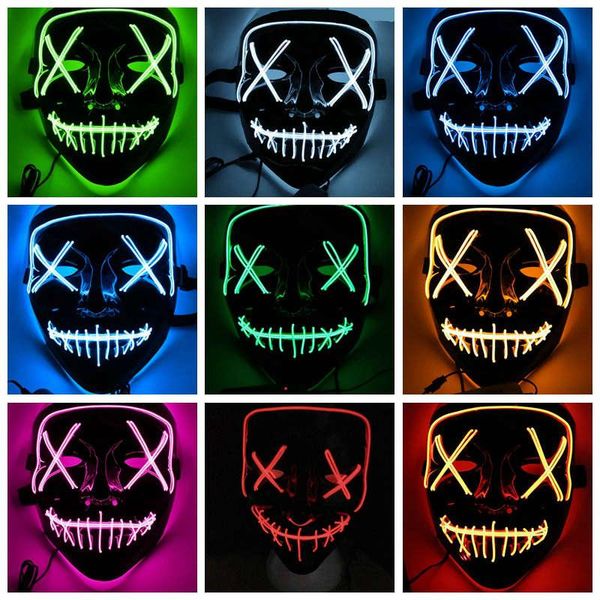 

halloween mask led light up party masks the purge election year great funny mask festival cosplay costume supplies glow in dark 200pcs