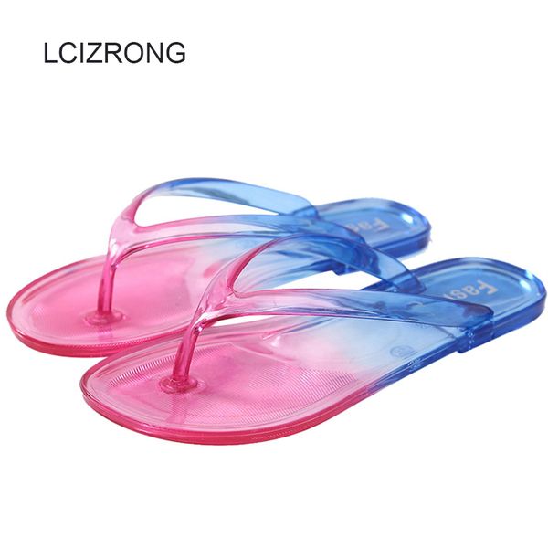 

lcizrong cartoon 13 styles women jelly flip flops 36-41 size beach flat slippers fashion fruit transparent animal creative shoes, Black