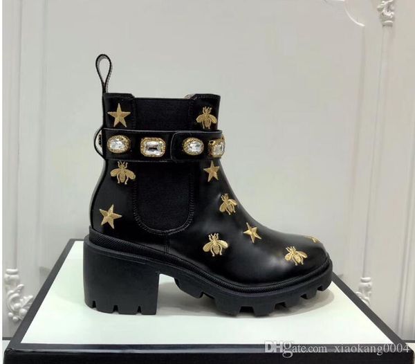 

fashion leather star women shoes woman leather short autumn winter ankle designer fashion brand women shoes 35-40 mb06, Black