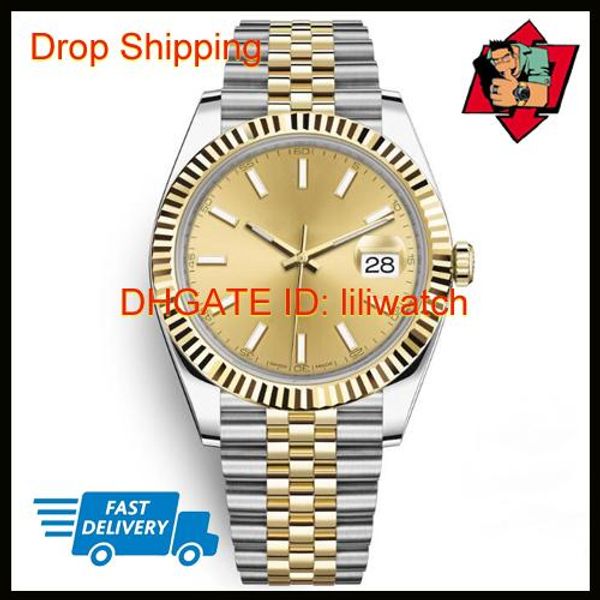 

41mm mens watch sports automatic mechanical wristwatches two tone gold dial designer wristwatch reloj fashion dress casual watches simple, Slivery;brown
