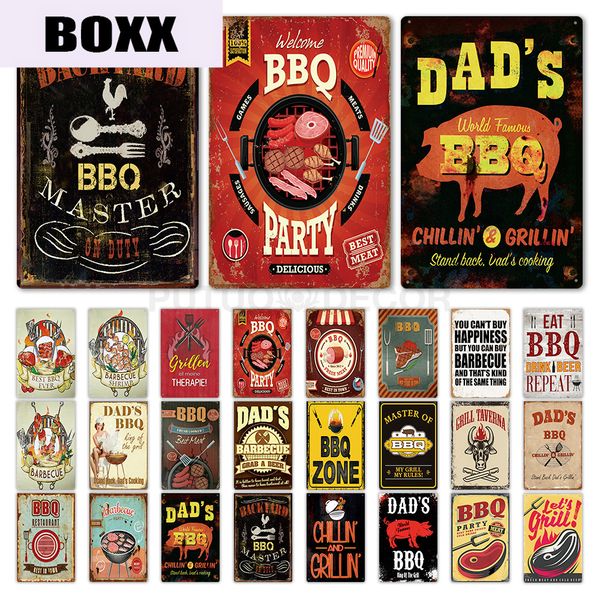 

dad's bbq sign metal tin sign plaque metal wall decor for barbecue bar pub kitchen party zone vintage metal signs wall art modern paint
