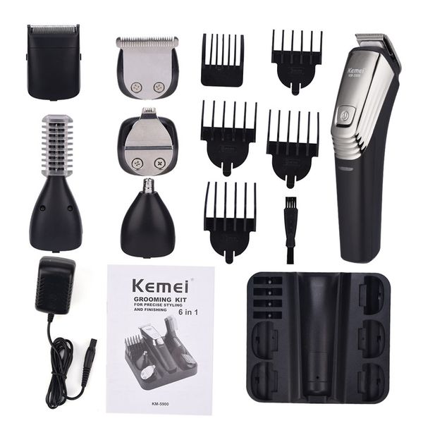 

kemei 6 in 1 rechargeable hair clippers men shaving machine beard trimmer nose eyebrow shaver electric razor men's grooming kit 5900