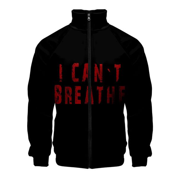

2020 spring i cant breathe i cant breathe 3d printed casual stand collar sweater can be customized, Black