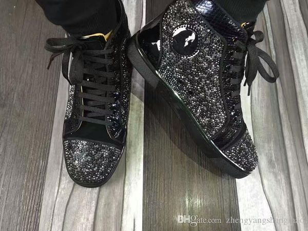

new mens womens high green suede red bottom casual shoes,fashion gentleman designer lace-up sneakers size 35-46, Black